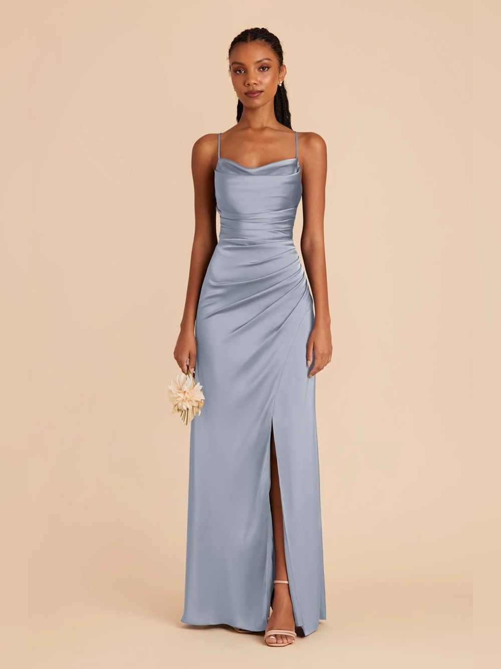 Birdy Grey Lydia Bridesmaid Dress Matte Satin Dusty Blue
